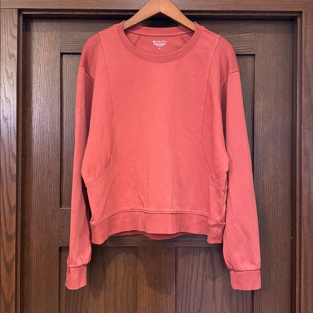 Athleta Sundown Crewneck Sweatshirt in Cranberry Red—Size Medium - Picture 3 of 6